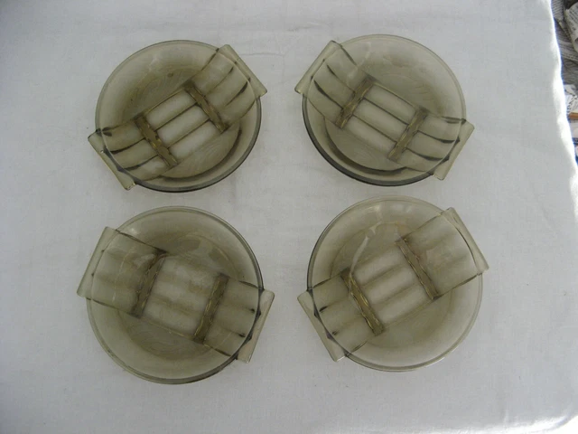 Lot de 4 belles coupelles ancienne Art déco en verre pressé fumé Schneider ?
