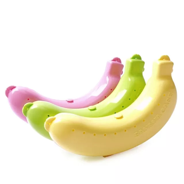 3 Color Fruit Banana Protector Box Holder Case Lunch Container Storage 19cm 3CAU