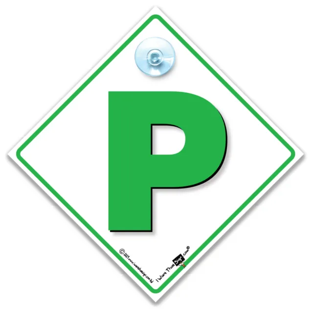 Placa P letrero de ventosa de automóvil, letrero de automóvil nuevo conductor, letrero de advertencia verde placa P