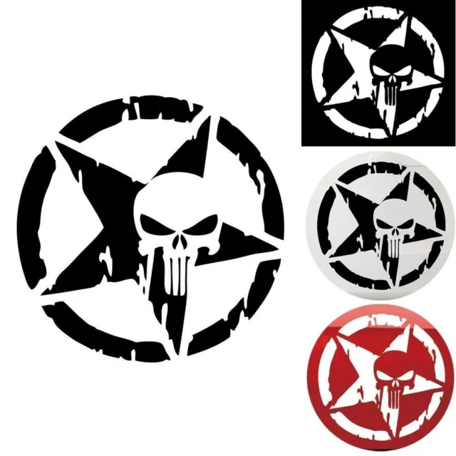 Skull Aufkleber 8x8 Schwarz Weiss Stern Totenkopf Punisher Auto Sticker Schädel