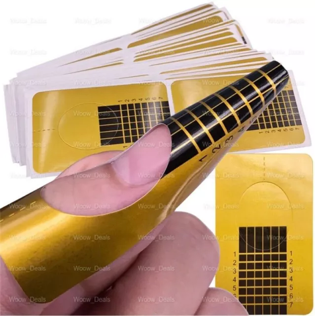 Art Nail Sticker Forms Self Adhesive Extension Acrylic Tips UV Builder Gel Gold