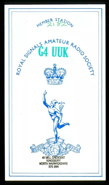 1 x QSL Card Radio UK RSARS 2182 G4UUK 1995 Kingsbury Warwickshire ≠ T822