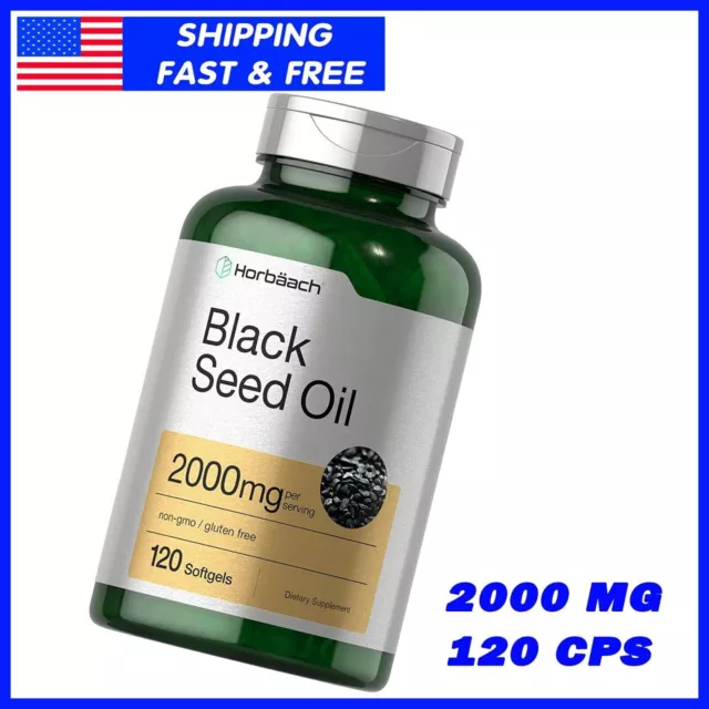 BLACK SEED OIL 2000mg, 120 Capsules, Cold Pressed Nigella Sativa Pills ...
