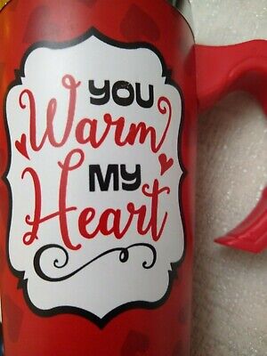 You warm my Heart red 16 OUNCE TRAVEL MUG stainless steel