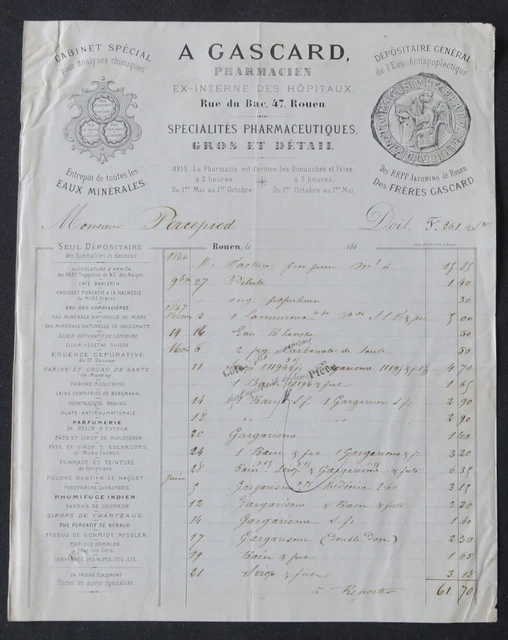Facture 1875 ROUEN MANUFACTURE DE CARDES Louis MIROUDE PICHARD 149