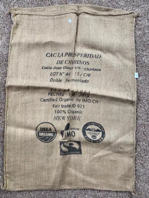 Cac La Prosperidad Organic Coffee Bean Burlap Jute Sack Bag - 29 x 41 inches