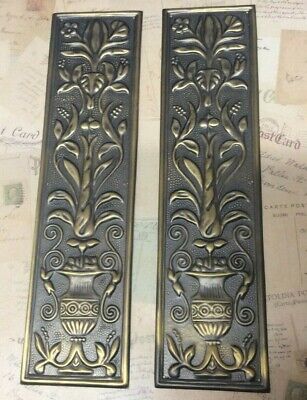 Reclaimed Solid Brass Door Finger Plates Antique brass re finish Large Oblong