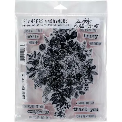 Stampers Anonymous Tim Holtz Cling Sellos 7"X8.5" -glorious Bouquet Con / Trama