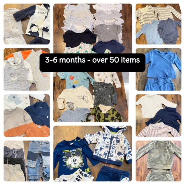 Bundle Of Baby Boy's Clothes Size 3-6 Months Over 50 Pieces