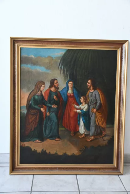 P15A37- Altmeister Gemälde Heilige Familie mit Anna & Joachim (?) in Landschaft