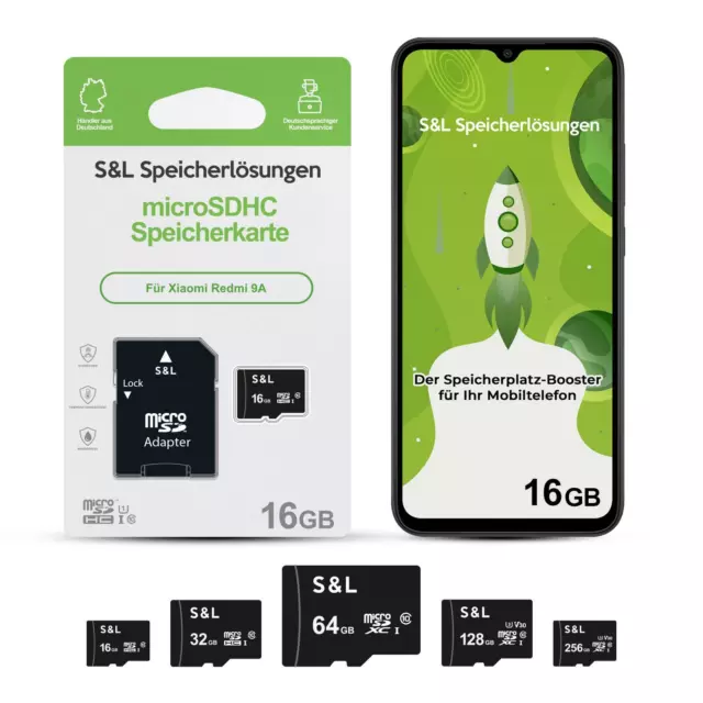 micro SD Speicherkarte Memory für Xiaomi Redmi 9A 16GB 32GB 64GB 128GB 256GB Top