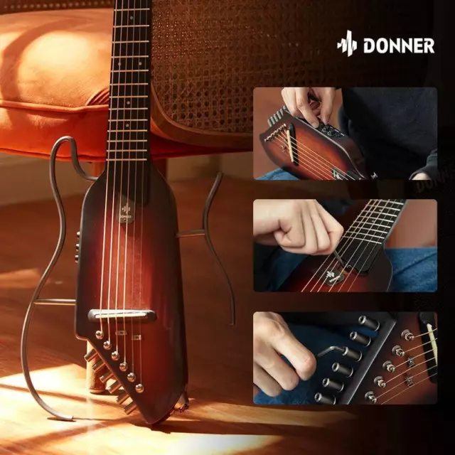 🎸 Donner HUSH-I Travel Acoustic Electric Guitar Quiet Practice Portable 3