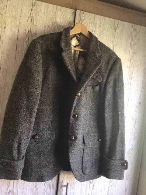 Gibson London HARRIS TWEED County Style JACKE für Herren Größe 40 voll gefüttert