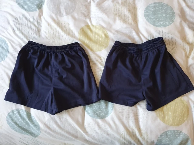 Set di 2 pantaloncini sportivi in PE scuola unisex blu navy ragazzo 5-6 anni