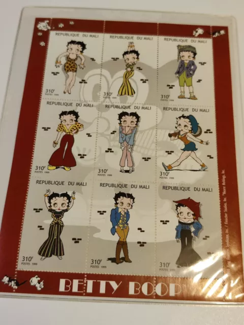 Betty Boop Lot 4 Mali, Guinea, Comores & Tchad Collector Souvenir Stamp Sheets 3