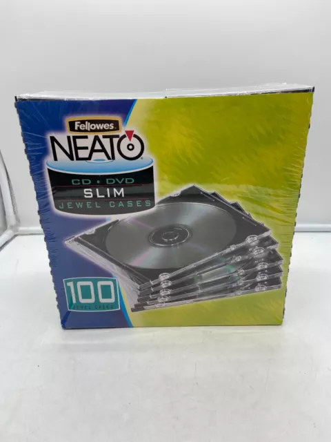 NEW 100 PK FELLOWS NEATO CD DVD Slim JEWEL CASES 100 98335 Free Shipping