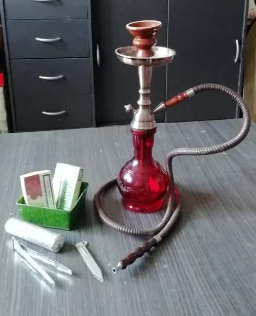 Chicha Narguilé 41 cm Verre Rouge esthétique et convivial (+ Accessoires )