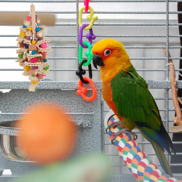 1pc Papagei Spielzeug Holz Vogel Kauen Spielzeug Papagei Hängen Holz Blöcke