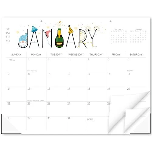 MONTHLY DESK CALENDAR 202411” x 14” Desktop Calendar Covers 12 Months