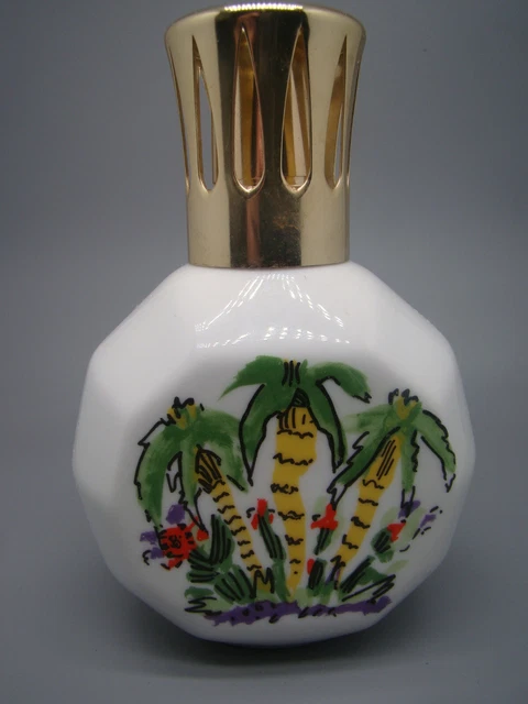 Lampe Berger Ancienne - Porcelaine Dorée Et Rouge - Complète - France
