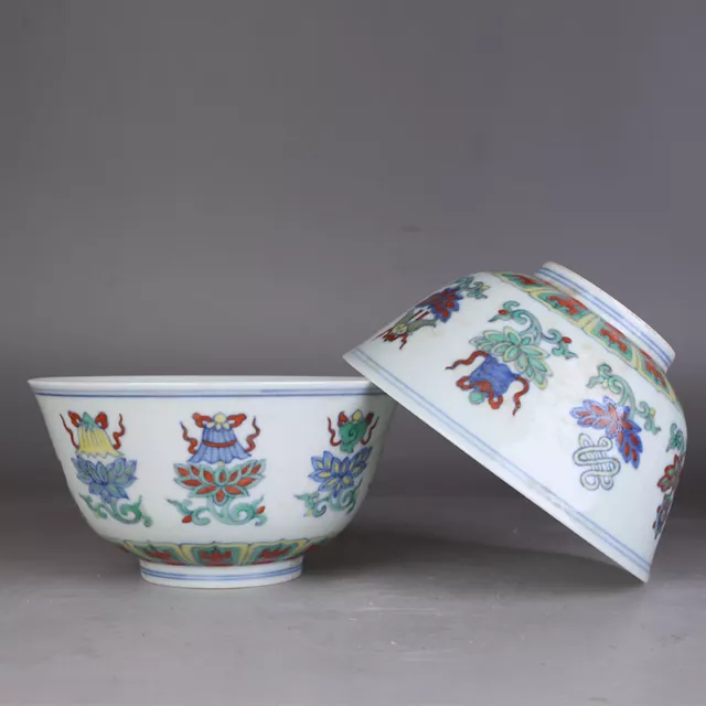 6.6" Rare China Porcelain a pair the ming dynasty Eight Treasure Pattern bowl