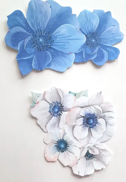 3D UPick Azul Blanco Rosa Flores Scrapbook Tarjeta Embellecimiento 3636