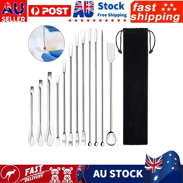 12*Lab Spatula Micro Scoop Mixing Set Stainless Steel-Laboratory Sampling Spoons