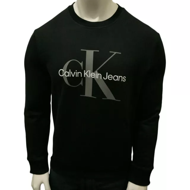 Msrp $65.99 Nwt Calvin Klein Men's Black Crew Neck Long Sleeve Sweatshirt L Xl