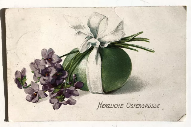 26054 tolle AK Herzliche Ostergrüße Osterei mit Blumen 1914