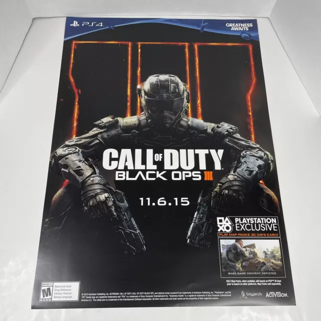 Call Of Duty Black Ops 3 PlayStation 4 PS4 GameStop Promo Poster 27 x 19 Inch