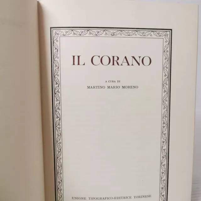 Il Corano / a cura di Martino Mario Moreno/ UTET classici delle religioni  1967