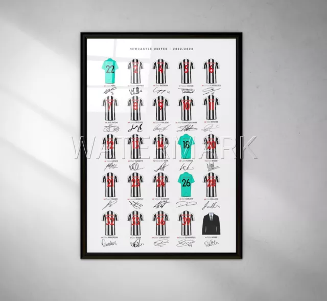 Newcastle United 2023 Print Framed Photo Poster Team Squad New Kits Guimaraes 3