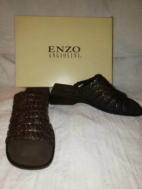 Enzo Angiolini "Y-Metric" Leather Slide-On Sandals - Size 6M