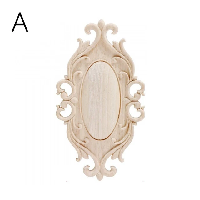 Wooden Carved Applique Corner Onlay Unpainted Furniture Figurines Home Decor DIY