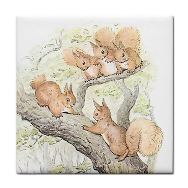 Squirrels In Tree Beatrix Potter Backsplash Art Decorative Ceramic Craft Tile