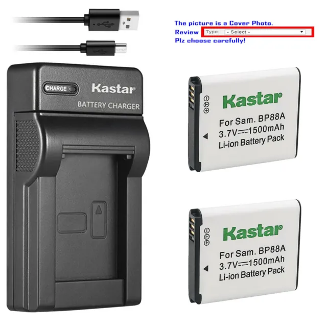 Kastar Battery Slim USB Charger for Samsung EA-BP88A BP88A Samsung DV300F Camera