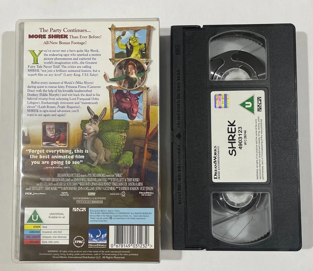 SHREK VHS VIDEO Tape Movie Film 2001 Dreamworks £4.99 - PicClick UK