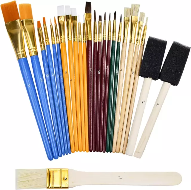 Pennelli per Dipingere Set Di 25 Pennello Pittura, Pennelli per Pittura Acrilico