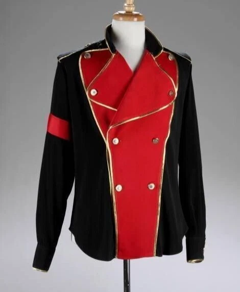 New Black 1996th Michael Jackson's Red Lapel Double Breasted Jacket Fast Ship
