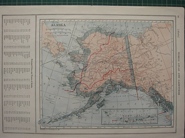 1926 Map ~ Alaska Principal Cities & Towns Chisna Corwin Igloo Unga