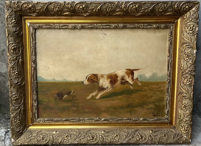 Tableau Peinture à L'huile Sur Toile Signé - Paysage Forestier Encadré 48x38 Cm - Style Impressionniste