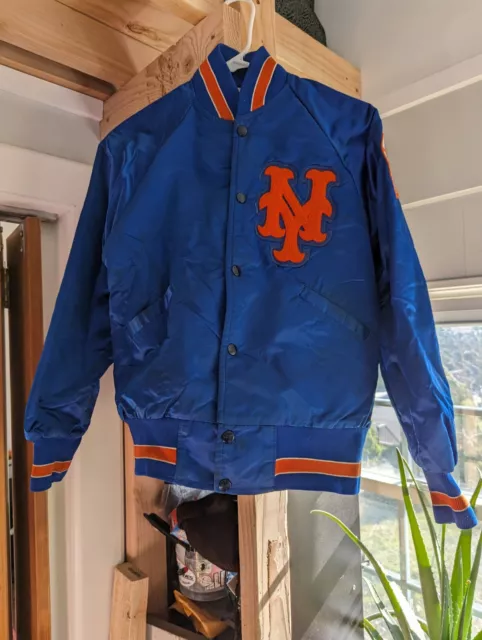 NY Mets Starter Satin MLB Baseball Blue Jacket Youth Large Vintage 1990s