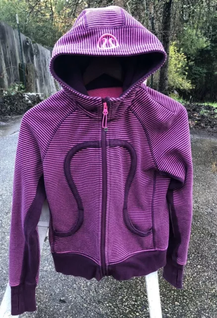 LULULEMON ATHLETICA SCUBA Hoodie Jacket 4 Purple/Pink Stripe Sweatshirt  Full Zip $40.00 - PicClick