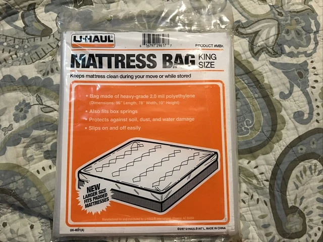 King Size Mattress Protector UHaul Moving Bag Large Size Fits Padded Tops Sealed