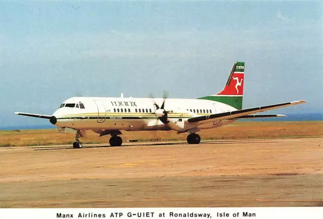 Vintage Aircraft Postcard Manx Airlines ATP G-UIET at Ronaldsway Isle of Man VY0