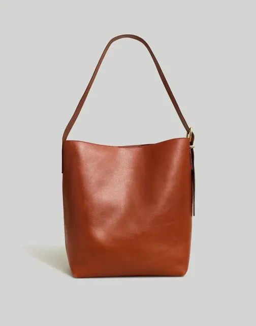 Madewell Classic The Essential Bucket Tote in Classic Brown Leather NWT $178