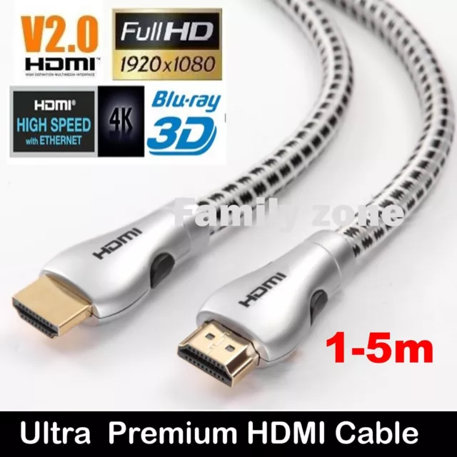 Ultra Superior Premium HDMI Cable V2.0 Gold Plated 3D High Speed  Ethernet 1-5m