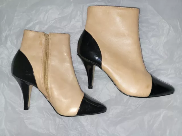 Beautiful New Ankle Boots from Dune, Real Leather, Camel and Black, Size 4