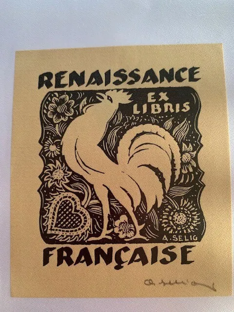 Alfred SELIG Ex-Libris for French Renaissance, 88 x 73 mm, 20th