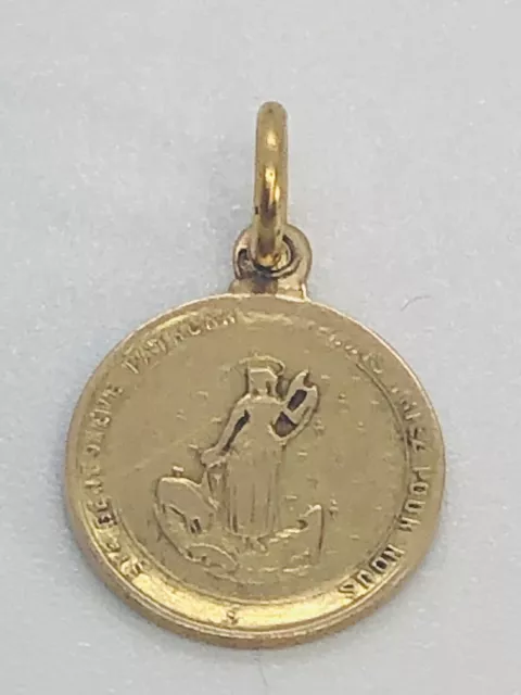 Anti. French 18CT Gold Christian 2 Sided St. Mary & St. Genevieve Pendant 1830 2